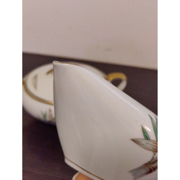 Vintage MCM Noritake China Canton Bamboo #5027  Creamer & Lidded Sugar Bowl Set - Picture 4 of 10